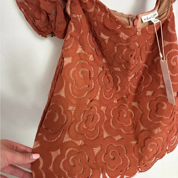 For Love And Lemons Floral Lace Mini Dress in Brown - Picture 13 of 13